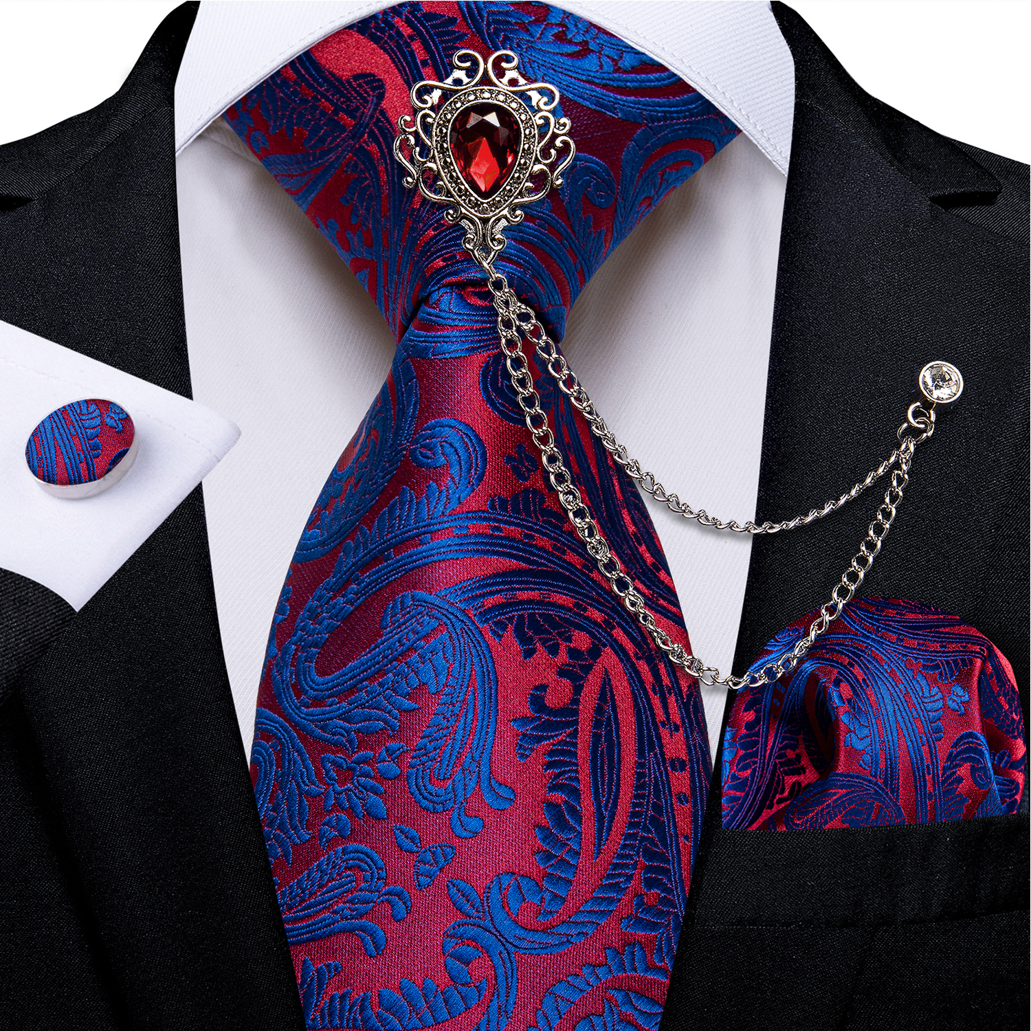 Men Tie with Luxury Blue Cryst - Men'S Grooming Set Gift 리뷰 및 가격