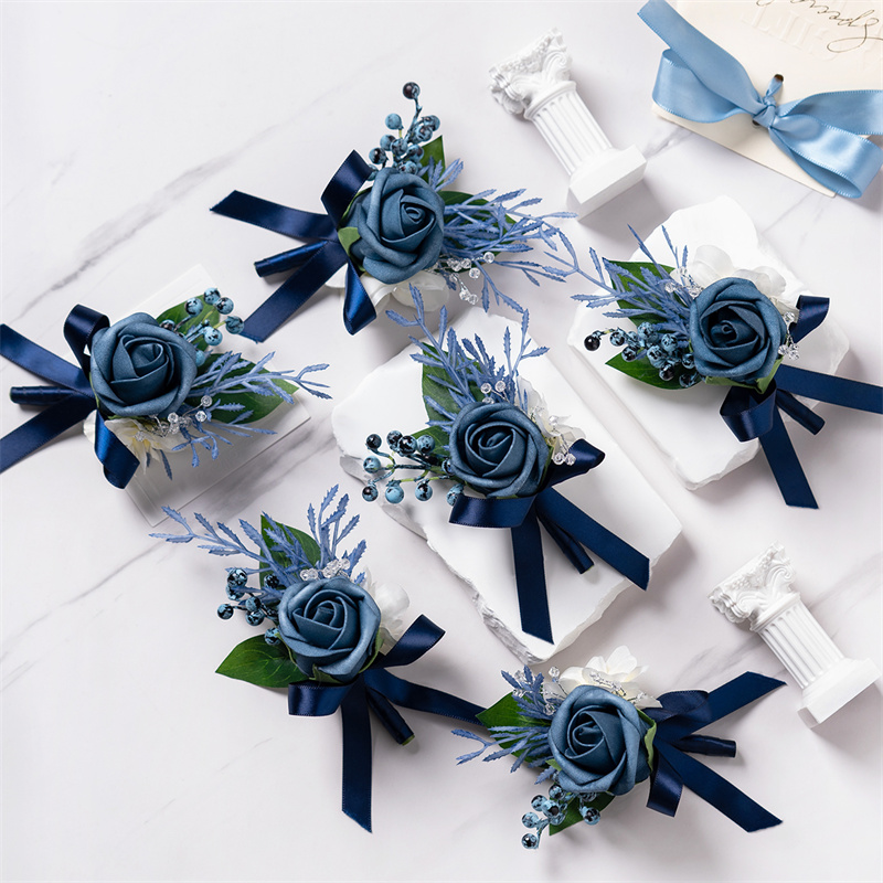 Dusty Blue Rose Boutonniere 6  - Men'S Grooming For Wedding 리뷰 및 가격
