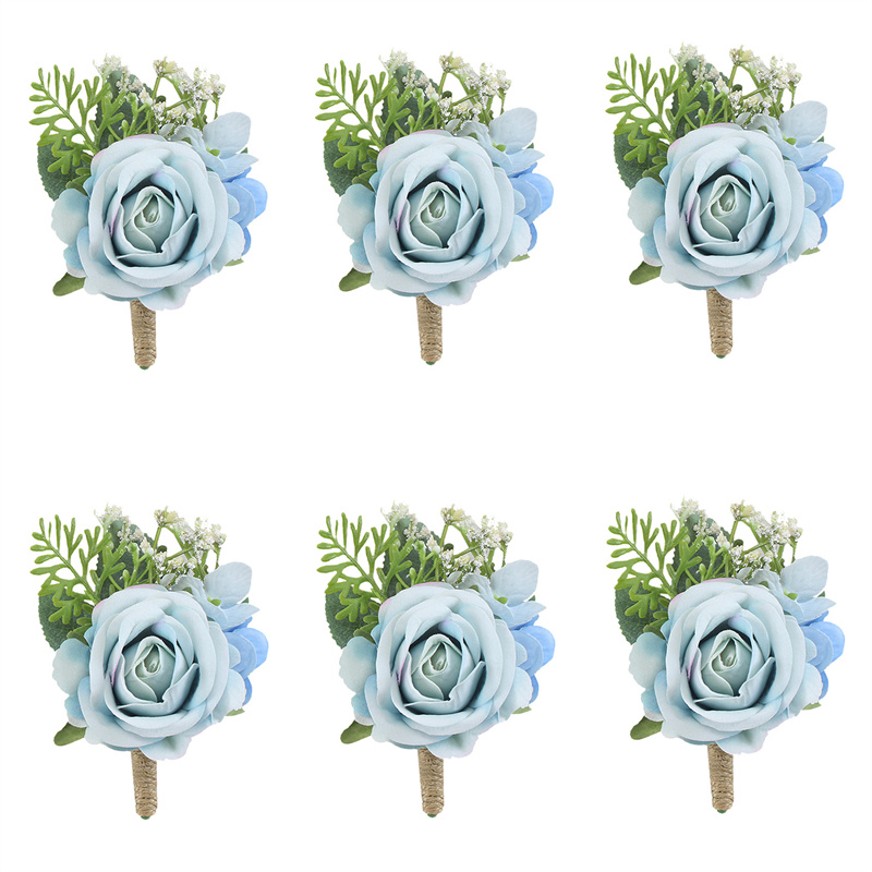 Dusty Blue Rose Boutonniere 6  - Men'S Grooming For Wedding 리뷰 및 가격